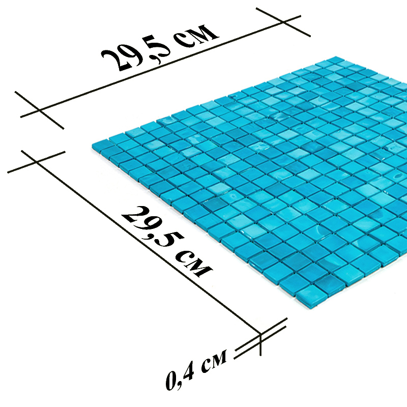 N08 Мозаика одноцветная чип 15 стекло Alma Mono Color аквамарин квадрат глянцевый