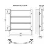 Полотенцесушитель электрический Terminus Классик П4 500x496, ТЭН HT-1 300W, левый/правый