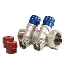 Коллектор 1 2 выхода с кранами Евроконус 3/4 Valtec (VTс.580 NE.0602)