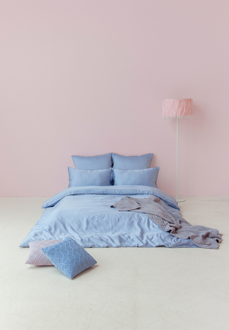 Постельное белье 2 спальное евро Luxberry Тенсель голубое