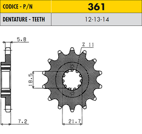 Звезда передняя Sunstar 36114 361-14 JTF1321 CB300 CRF250 CRF300 XR250