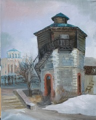 открытка "Водонапорная башня" Екатеринбурга(живопись Инны Кокорниковой)