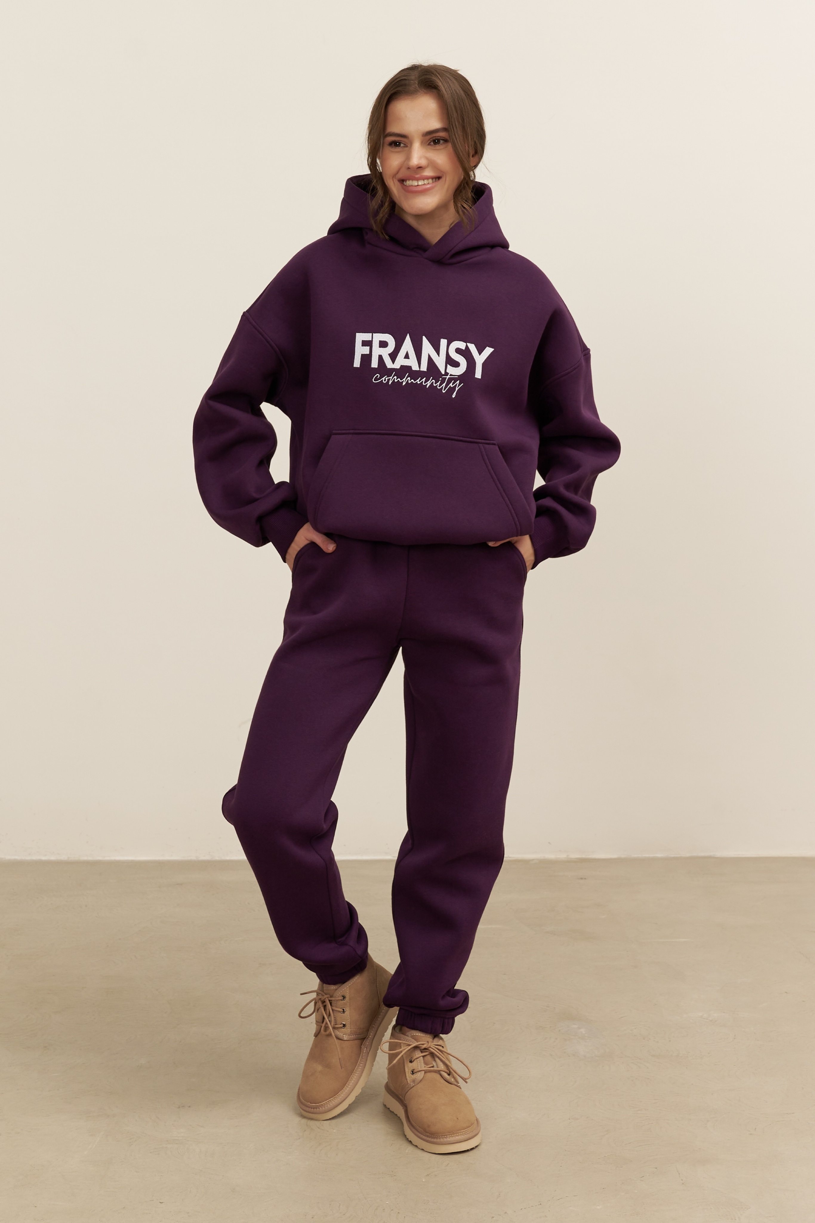 Худи 02 FRANSY COMMUNITY, с начесом, темно-фиолетовое