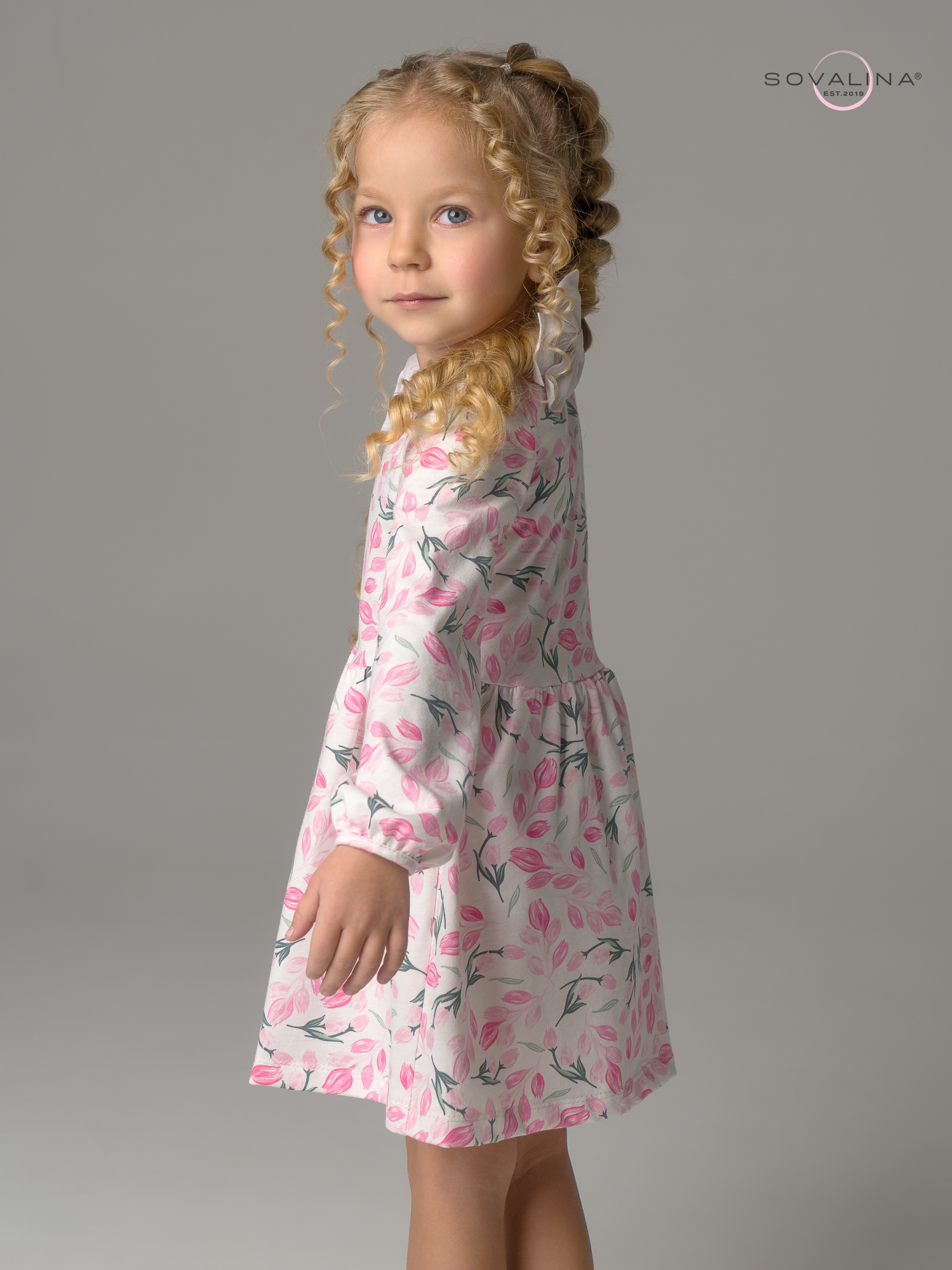 Платье Моана розовые тюльпанчики