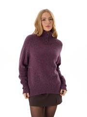 Фиолетовый шерстяной свитер с цветным люрексом