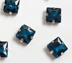 Стразы пришивные стекло в оправе, ш. 12 мм, темно-бирюзовый