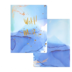 
          Папка с 30 вкладышами Alingar, А4, 310х235 мм, пластик, 400 мкм, мраморный дизайн с надписью "World", голубой