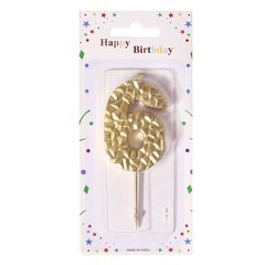 
          Свеча для торта Alingar, 5-6 см, на пике, "Цифра 6", цвет золото, блистер с европодвесом