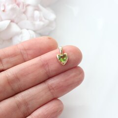 Подвеска Сердце с зелёным фианитом, 12*8 мм, позолота, П305