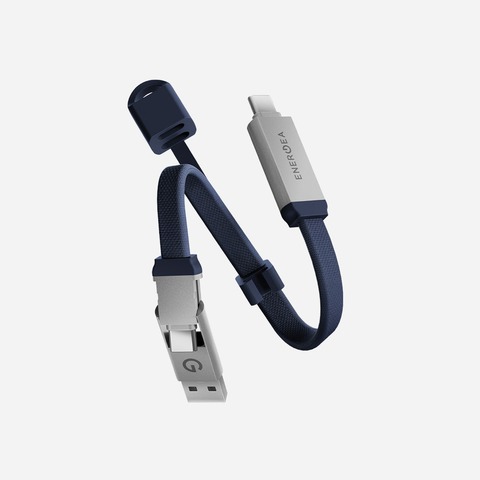 Кабель Energea Sheath 2 в 1, USB-C to Lightning / USB-C, 60W 15см, Синий | Blue
