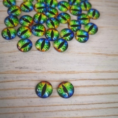 Глазки стеклянные круглые клеевые Зелено-голубые 10мм (2шт)