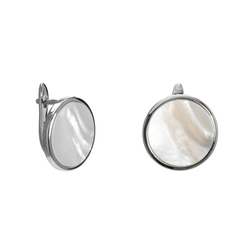 Серьги круглые с Перламутром, silver