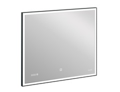 Зеркало LED 011 design 100x80 с подсветкой часы металл. рамка прямоугольное