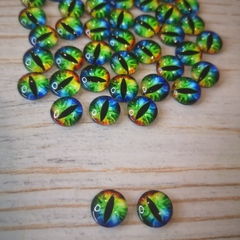 Глазки стеклянные круглые клеевые Зелено-голубые 10мм (2шт)