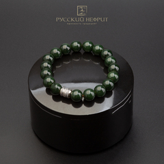 Браслет-оберег православный. Зеленый нефрит.9 мм.