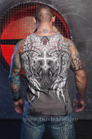 Xtreme Couture | Майка мужская BRIGADE TANK X1271 от Affliction спина на модели