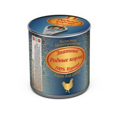 Родные корма знатные консервы 100 % курица для собак 340 г