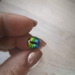 Глазки стеклянные круглые клеевые Зелено-голубые 10мм (2шт)