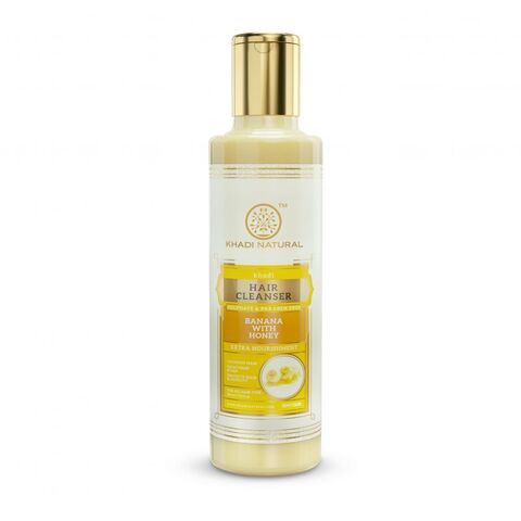 Khadi Hair Cleanser BANANA WITH HONEY Sulphate Paraben Free, Khadi Natural (Кхади шампунь БАНАН С МЁДОМ БЕЗ СУЛЬФАТОВ И ПАРАБЕНОВ, Кхади Нэчрл), 210 мл.