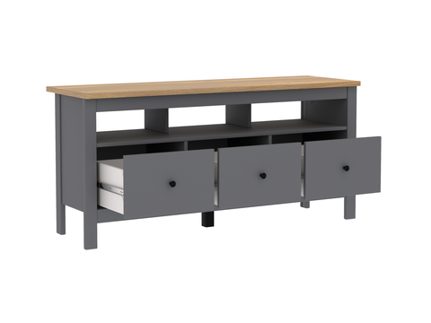 Тумба Сага 3 ящика, 131,2*41,4*62,2см, серый/ясень