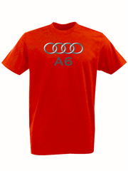 Футболка с принтом Ауди A6 (Audi A6) красная 003