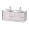 Duravit XSquare База под раковину 1280х478х560 мм, с 4 выдв ящиками, Цвет белая сирень глянцевый (для 233613) XS417502727