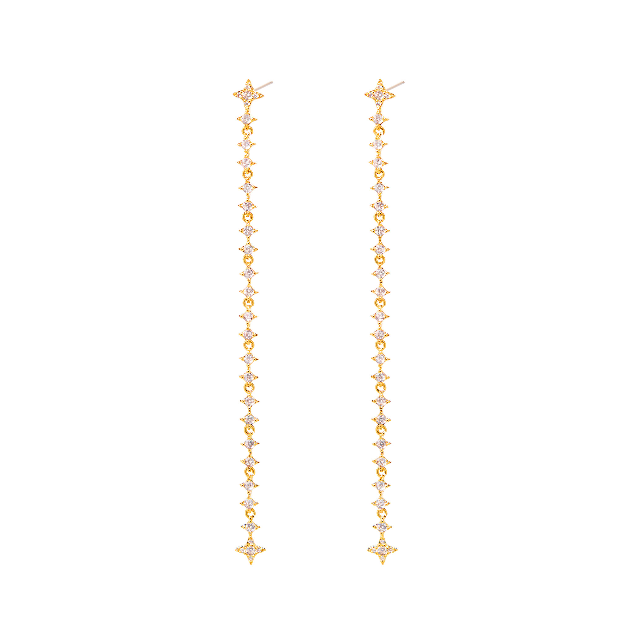 

Серьги Gold Extra Long Earrings with Star crystals