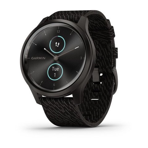 Garmin Vivomove Style - Graphite Case with Black Woven Nylon Band