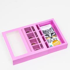 Коробка под 8 конфет + шоколад, с окном, сиреневая, 17,7 х 17,85 х 3,85 см