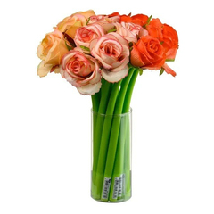 Ручка шариковая, Basir, синие чернила, гибкая, серия "Роза", в форме цветка, 16 шт