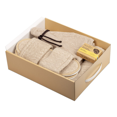 Подарочный мужской комплект для бани и сауны махровый в коробке