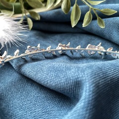 Диадема-ободок - Украшение для волос, свадебное украшение, на выпускной, с жемчугом и стразами, 12,4 см, серебро.