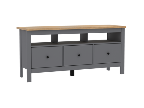 Тумба Сага 3 ящика, 131,2*41,4*62,2см, серый/ясень