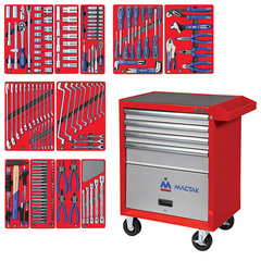 МАСТАК (52-04205R) Набор инструментов "МАСТЕР" в красной тележке, 205 предметов