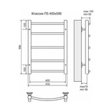 Полотенцесушитель электрический Terminus Классик П5 400x596, ТЭН HT-1 300W, левый/правый