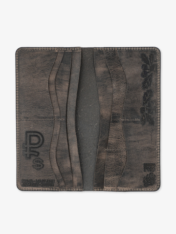 Бумажник «Всё в одном» из натуральной кожи Крейзи, серого цвета