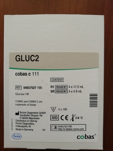 Глюкоза (гексокиназный метод) (Glucose HK cobas с system ( GLUC2)), 4х100тестов, Roche Diagnostics GmbH, Германия