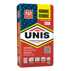 Клей для плитки Юнис (Unis) Плюс С1 Т (25кг)