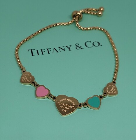 Браслет Tiffany цветные сердца