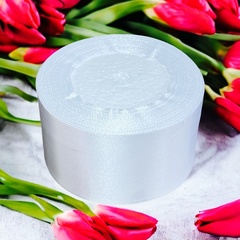 Лента атласная 5 см 25 ярдов (белая) №001