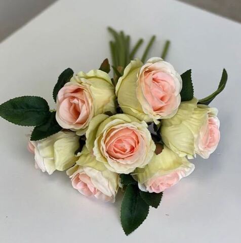 Растение искусственное, Букет бутон с листьями, Зеленый, 7 голов, 7*27 см