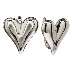 Серьги Сердце объёмное, silver
