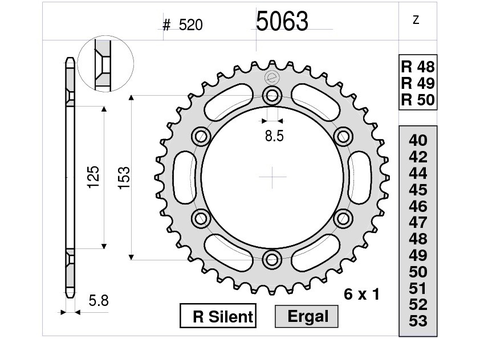Звезда ведомая Ognibene 5063-R50 (JTR210.50)