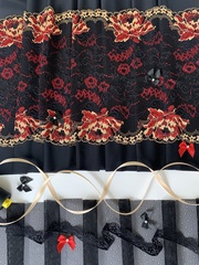 Кружево эластичное черное/цветы 22 см
