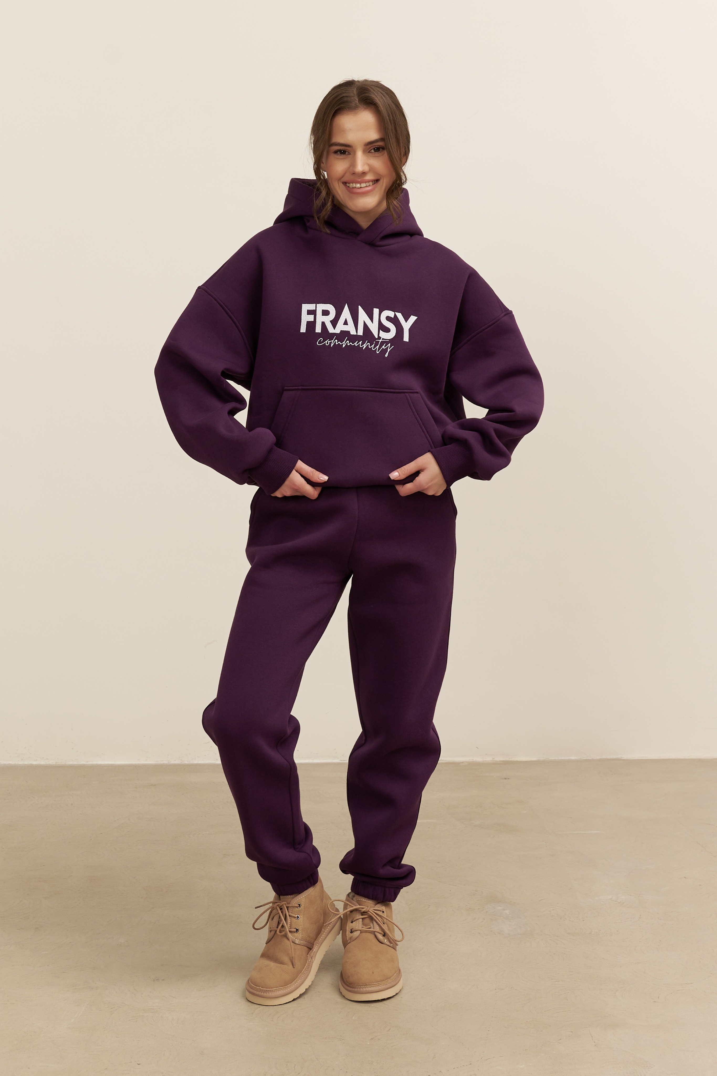 Худи 02 FRANSY COMMUNITY, с начесом, темно-фиолетовое
