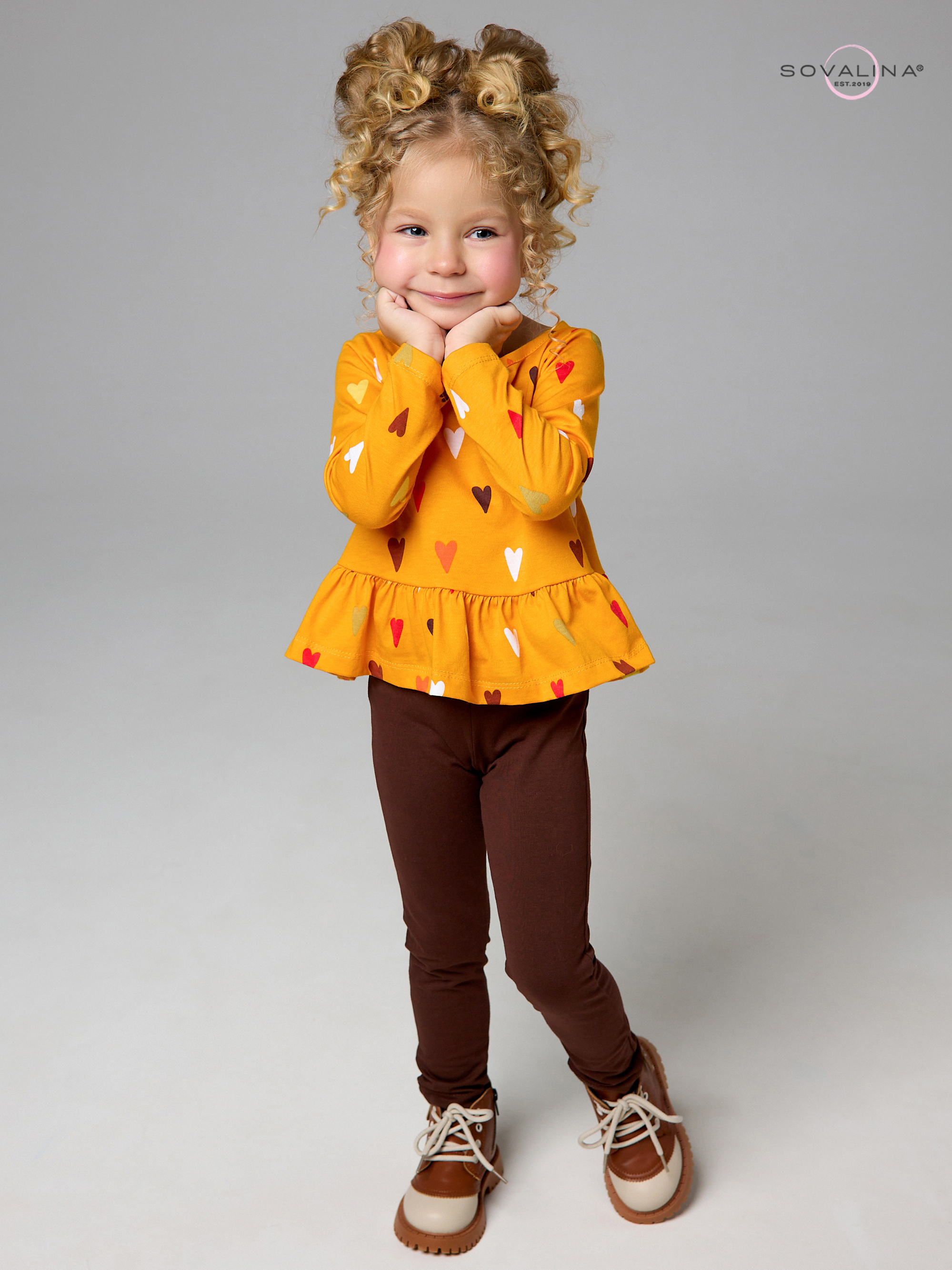 Костюм Алиса SG сердца на горчице-шоколад