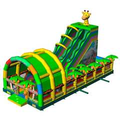 Коммерческий надувной батут «Зоопарк» с крышей, 15*7*9 м.
