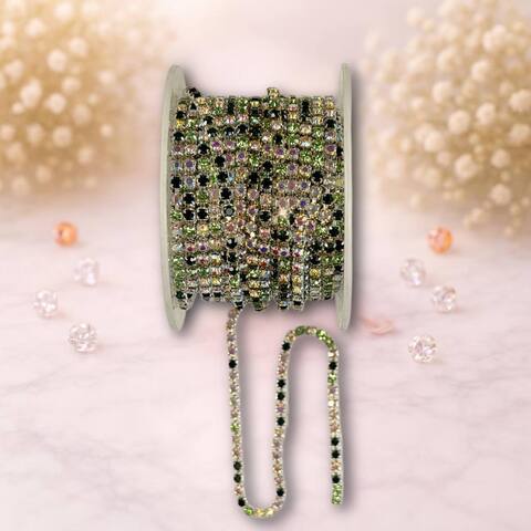 стразовая цепочка 2,8мм цвет разноцвет (черный,зеленый,галограмм) (1м)