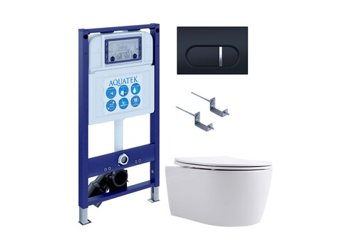 Aquatek SET Aquatek ЕВРОПА New-045 4в1 SET Aquatek ЕВРОПА New-045 4в1 (рама Aquatek INS-0000025 +крепление KKI-0000002 +кнопка KDI-0000045 +унитаз AQ1106L-00 +тонкое сиденье с механиз)