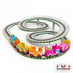 Большая катальная горка «Карамельный поезд», 5 кабинок 10 мест, 18×12×1,9 м